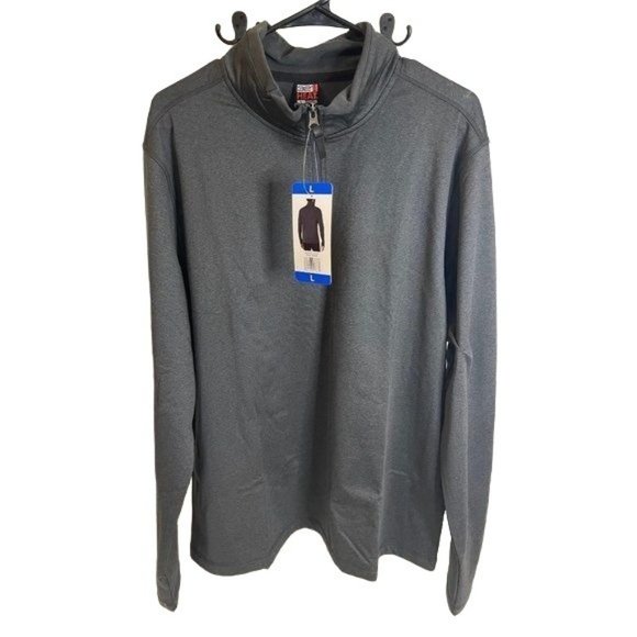 32 Degrees Heat Sweatshirt Top Large Gray Zip Collar - Picture 1 of 4